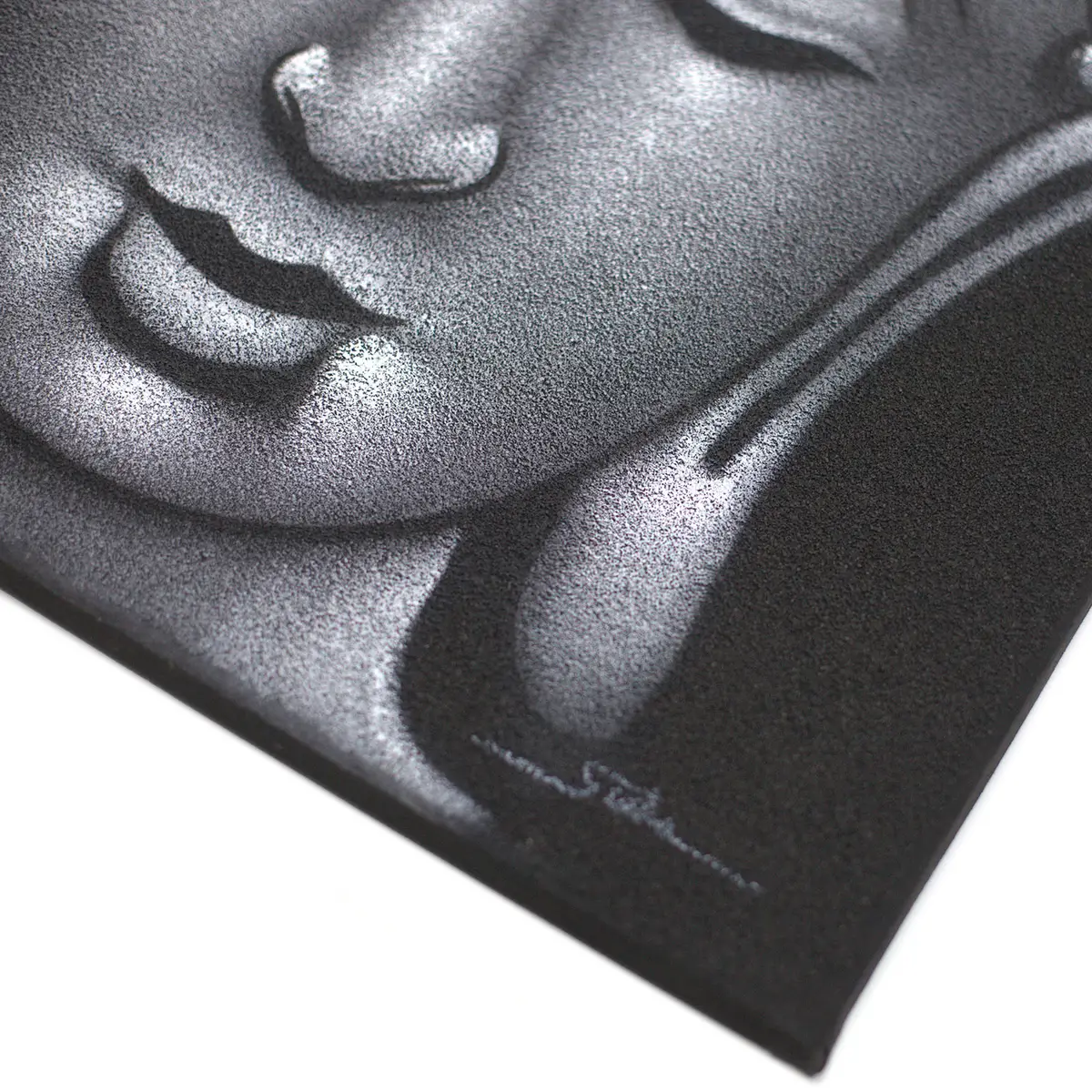 Buddhamålning med grå sandfinish 80x60 cm - produktbild 2