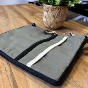 Canvasfodral för bärbar dator 24x33 cm olivgrönt - produktbild 5