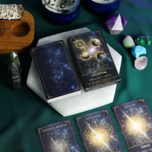 Orakelkort och kortlek Celestial Energy Atlas med kosmiska motiv och stjärnor