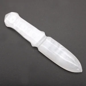 Ceremoniell kniv i selenit med chakrasymboler - produktbild 2
