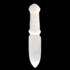 Ceremoniell kniv i selenit med chakrasymboler - produktbild 4