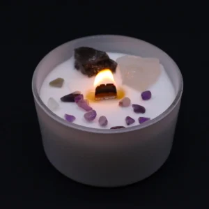 Chakra kristalljus för kronchakra med sojavax och äkta kristaller - produktbild 2