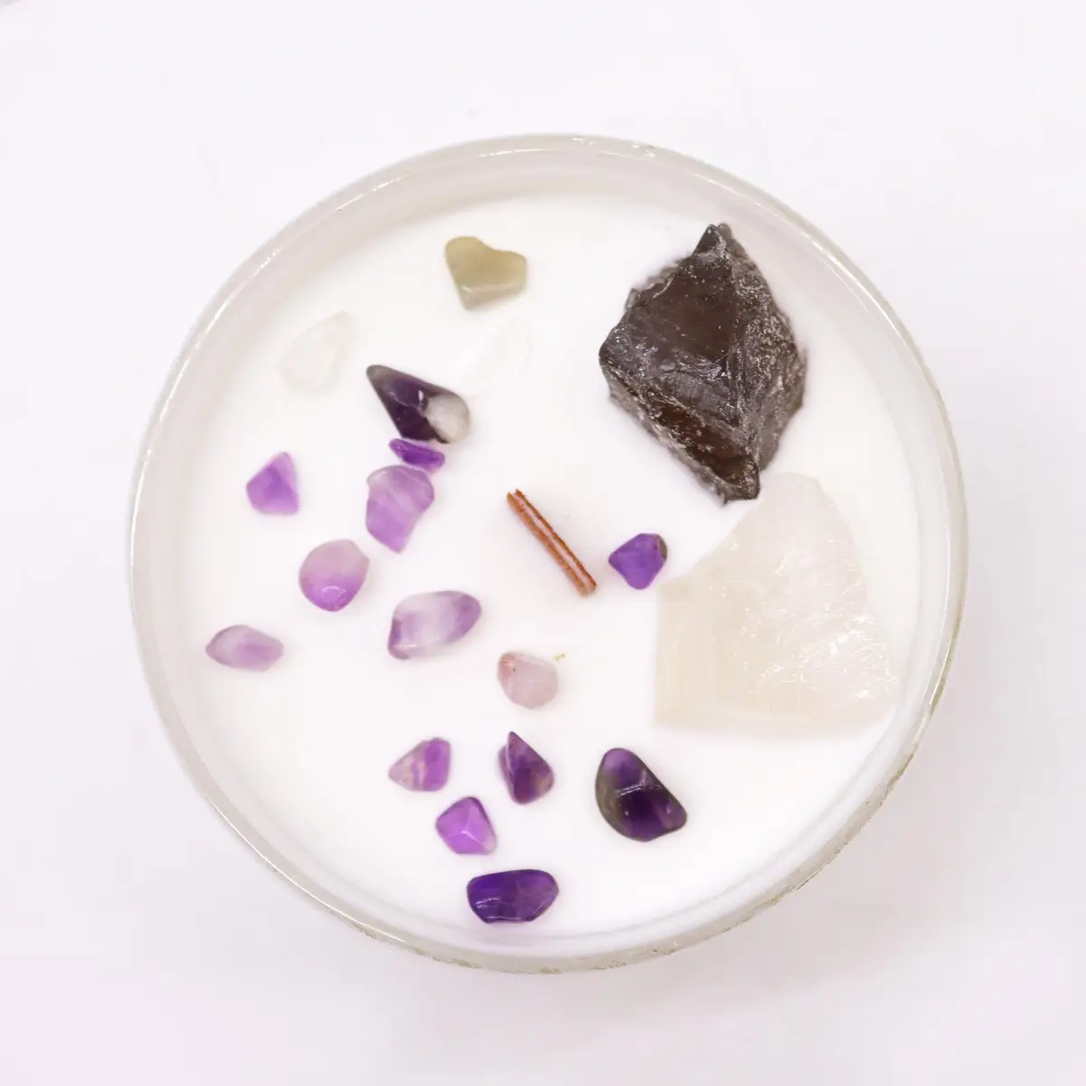 Chakra kristalljus för kronchakra med sojavax och äkta kristaller - produktbild 5