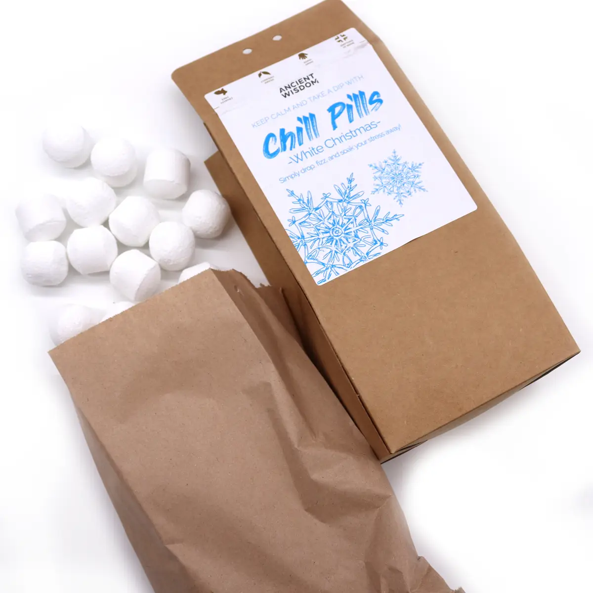 Chill Pills Presentpaket 350g – White Christmas badbomber - produktbild 2