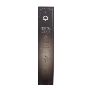 Förpackning med Crystal Scents rökelsepinnar för rening med kanel och pyrit