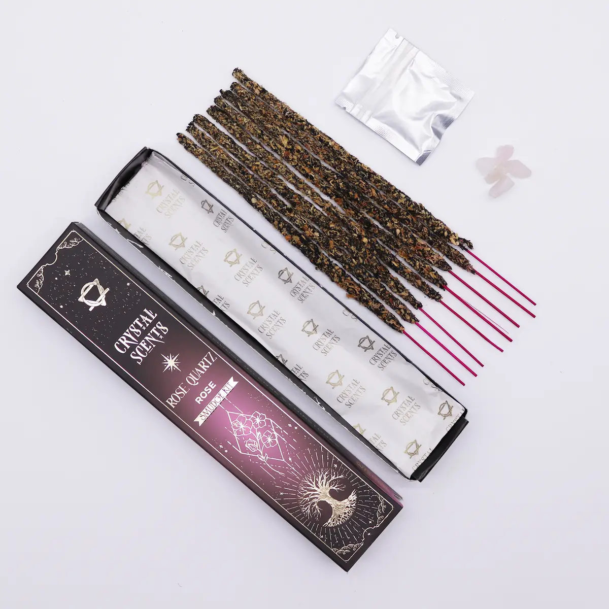 Crystal Scents rökelsepinnar med rosenkvarts och rosdoft - produktbild 7