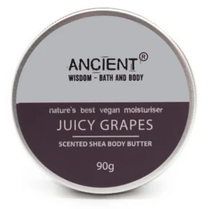 Burk med doftande sheasmör body butter Juicy Grapes från Ancient Wisdom