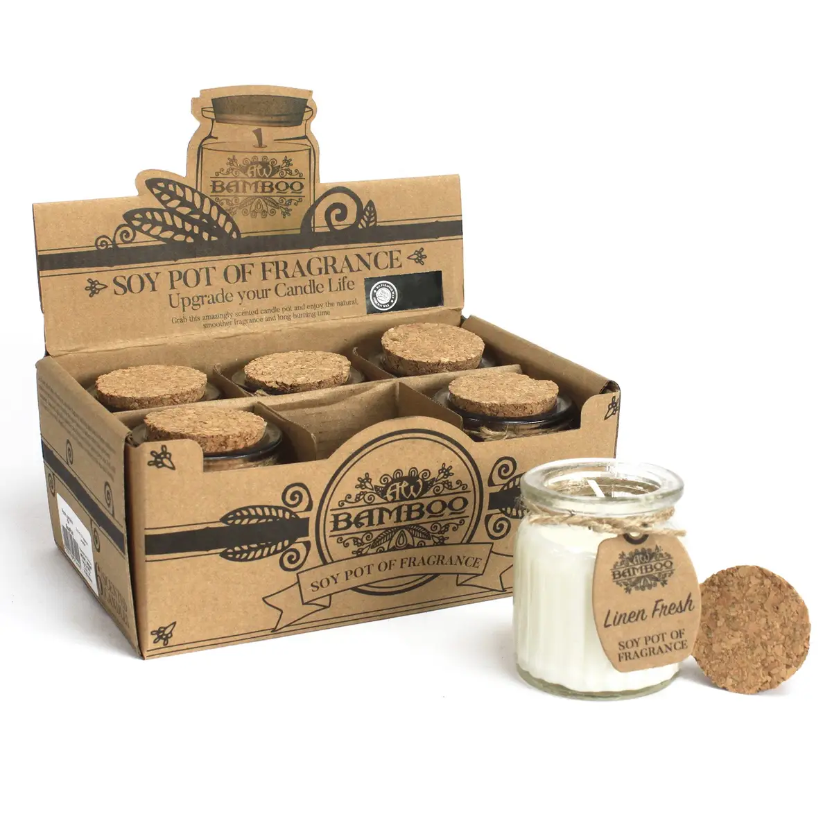 Doftljus i glasburk med sojavax Linen Fresh - produktbild 3