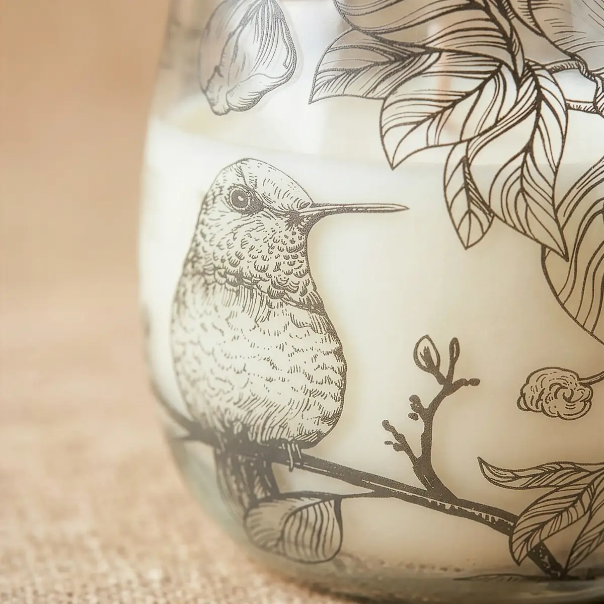 Doftljus i glasburk medium med fågelmotiv - produktbild 4