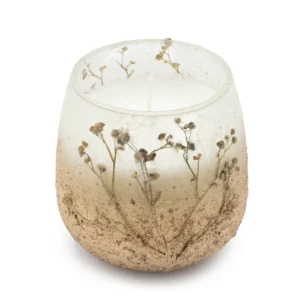 Medium doftljus i frostat glas med torkade vilda blommor