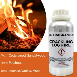 Flaska med doftolja Crackling Log Fire 500 ml och sprakande vedeldning