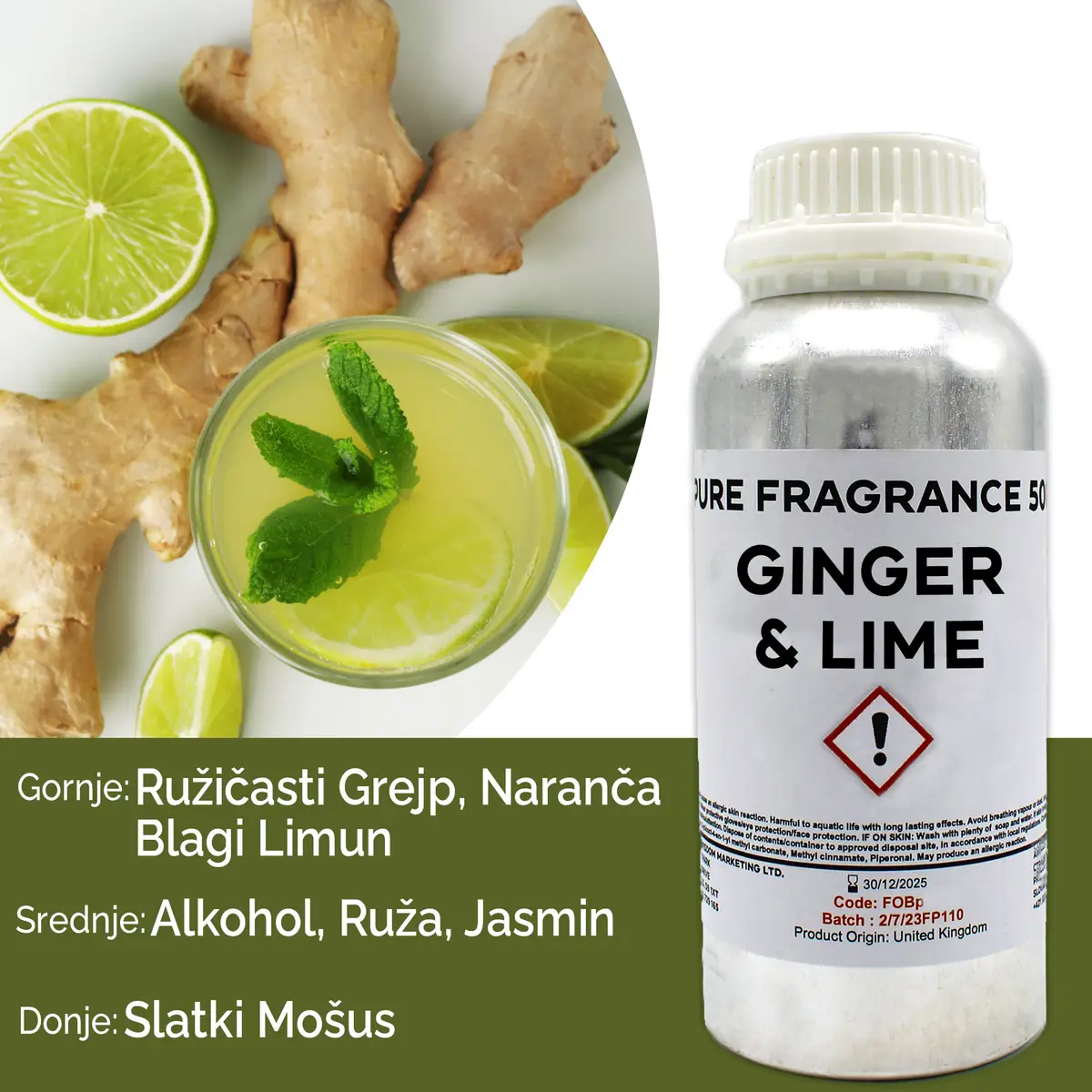 Doftolja ingefära och lime 500 ml - produktbild 2