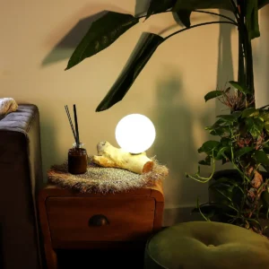 DriftGlow bordslampa med bomullsskärm och drivvedsfot - produktbild 6