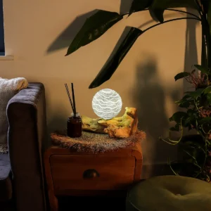 DriftGlow bordslampa med grå Luna-lampskärm och drivvedsfot - produktbild 5