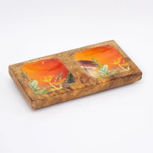 Dubbel smyckesbricka i trä med svampmotiv 20x10x2,5 cm - produktbild 2