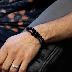 Dubbelkraftsarmband med svart agat - produktbild 2