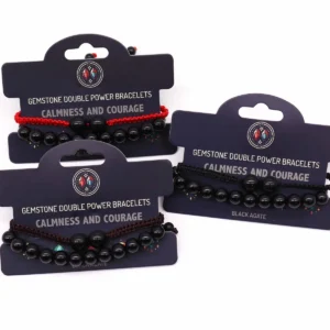 Dubbelkraftsarmband med svart agat - produktbild 3