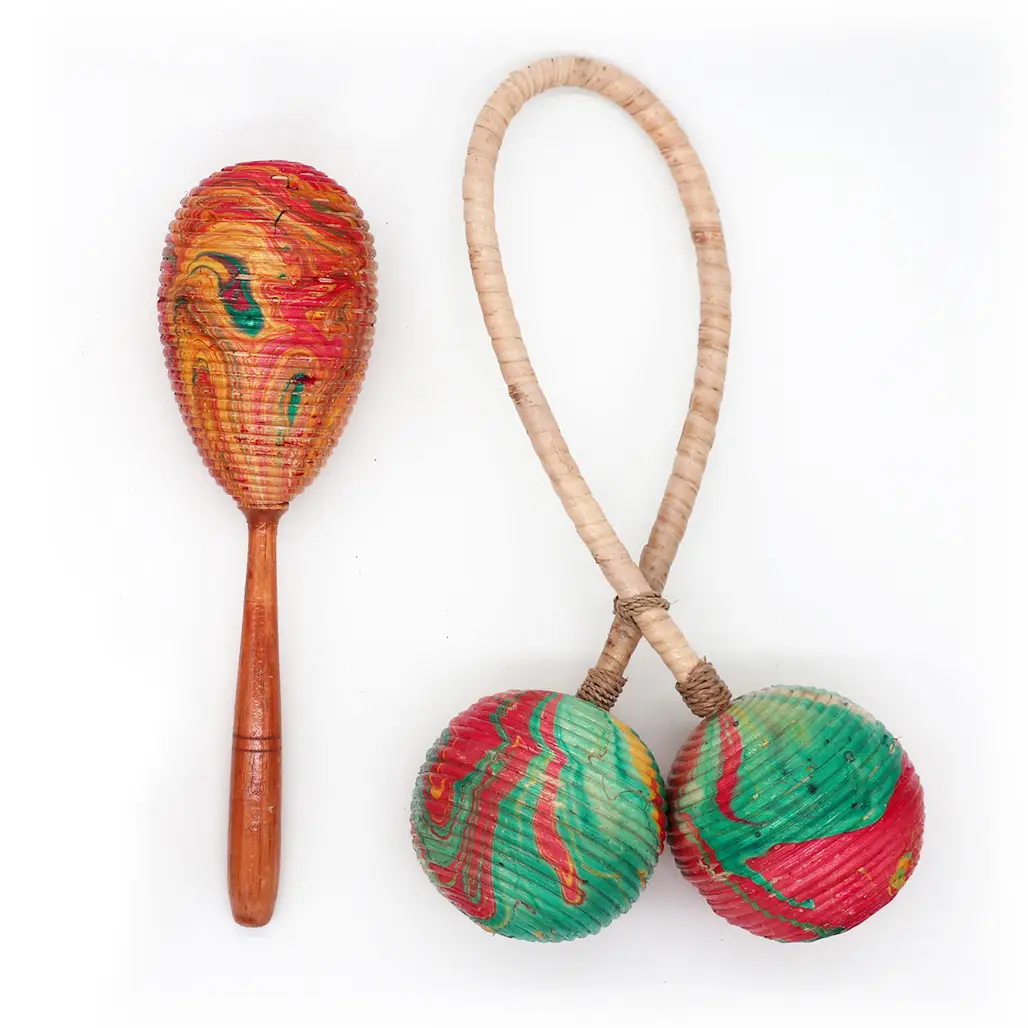 Dubbelvriden maracas med skakande klang - produktbild 2