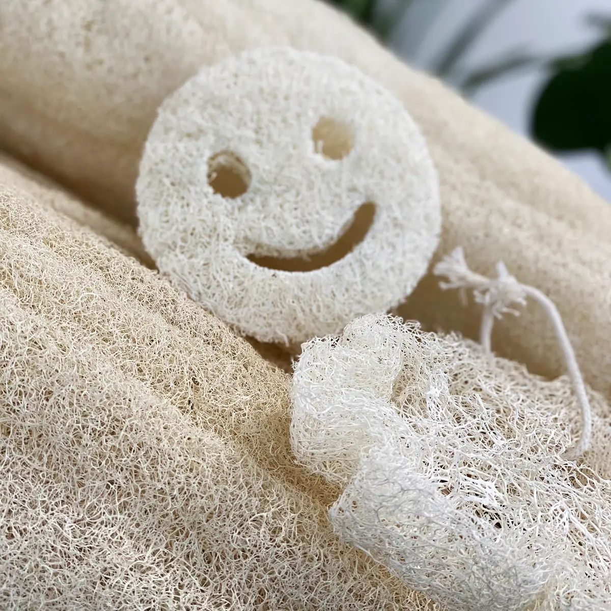 Egyptisk hel loofah med leende ansikte för kroppsvård - produktbild 4