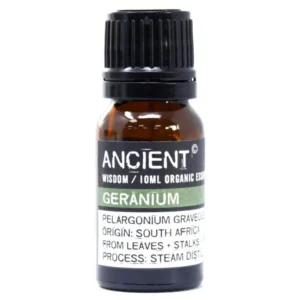 Flaska med ekologisk eterisk olja av geranium 10 ml