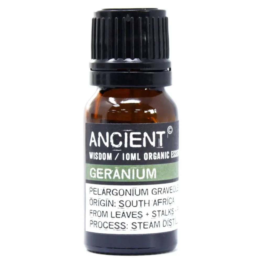 Flaska med ekologisk eterisk olja av geranium 10 ml
