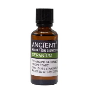 Flaska med ekologisk eterisk olja av geranium 50 ml