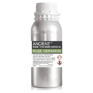 Aluminiumflaska med ekologisk eterisk olja av rosengeranium 0,5 kg