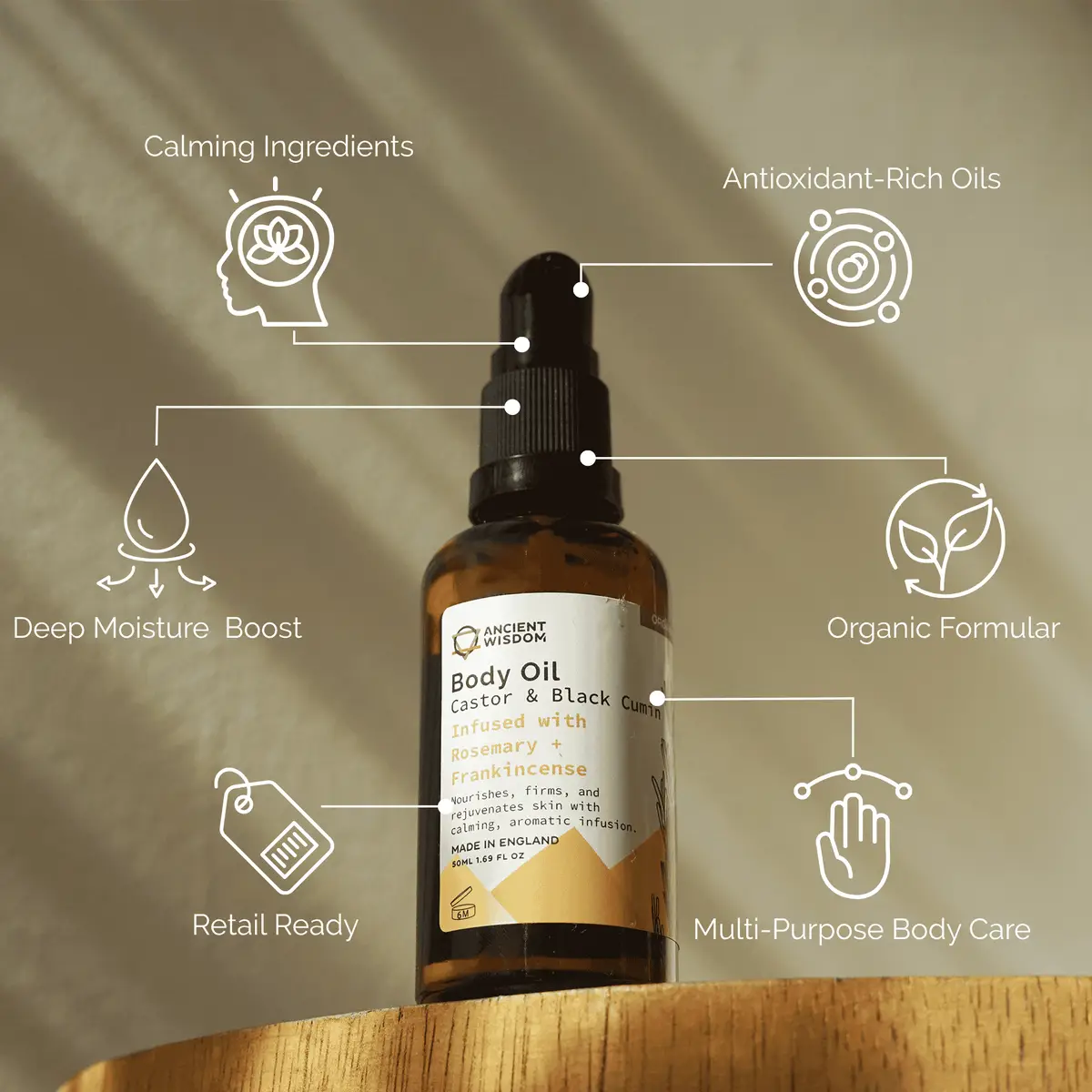 Ekologisk kroppsolja 50 ml med rosmarin och frankincense - produktbild 2