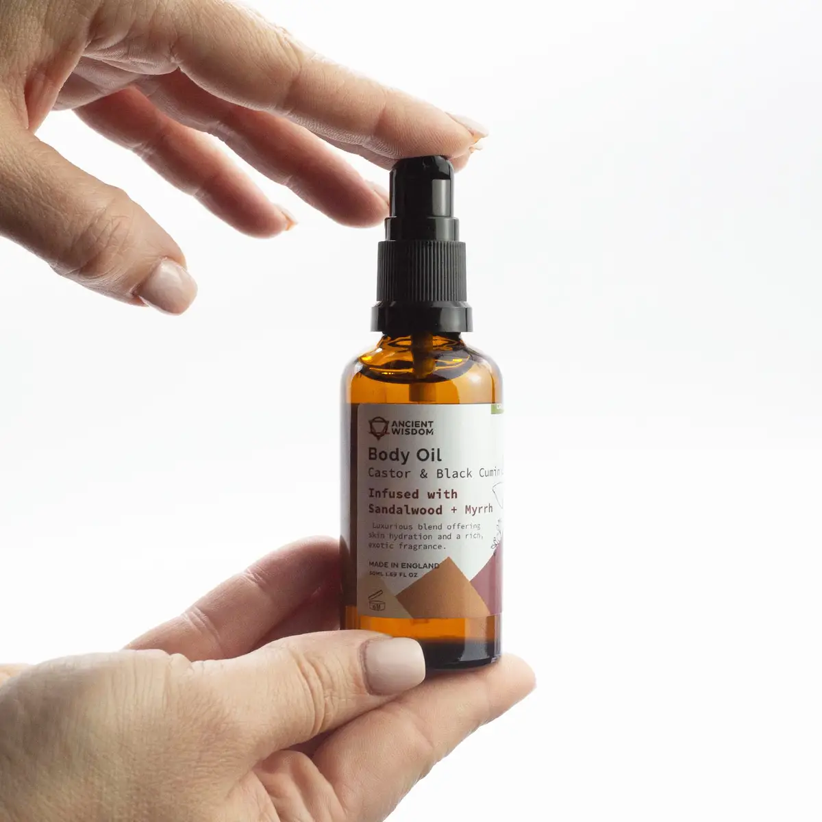 Ekologisk kroppsolja 50 ml med sandelträ och myrra - produktbild 3