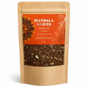 Förpackning med ekologiskt biodigestivt rooibos-te från Mandala Leaves