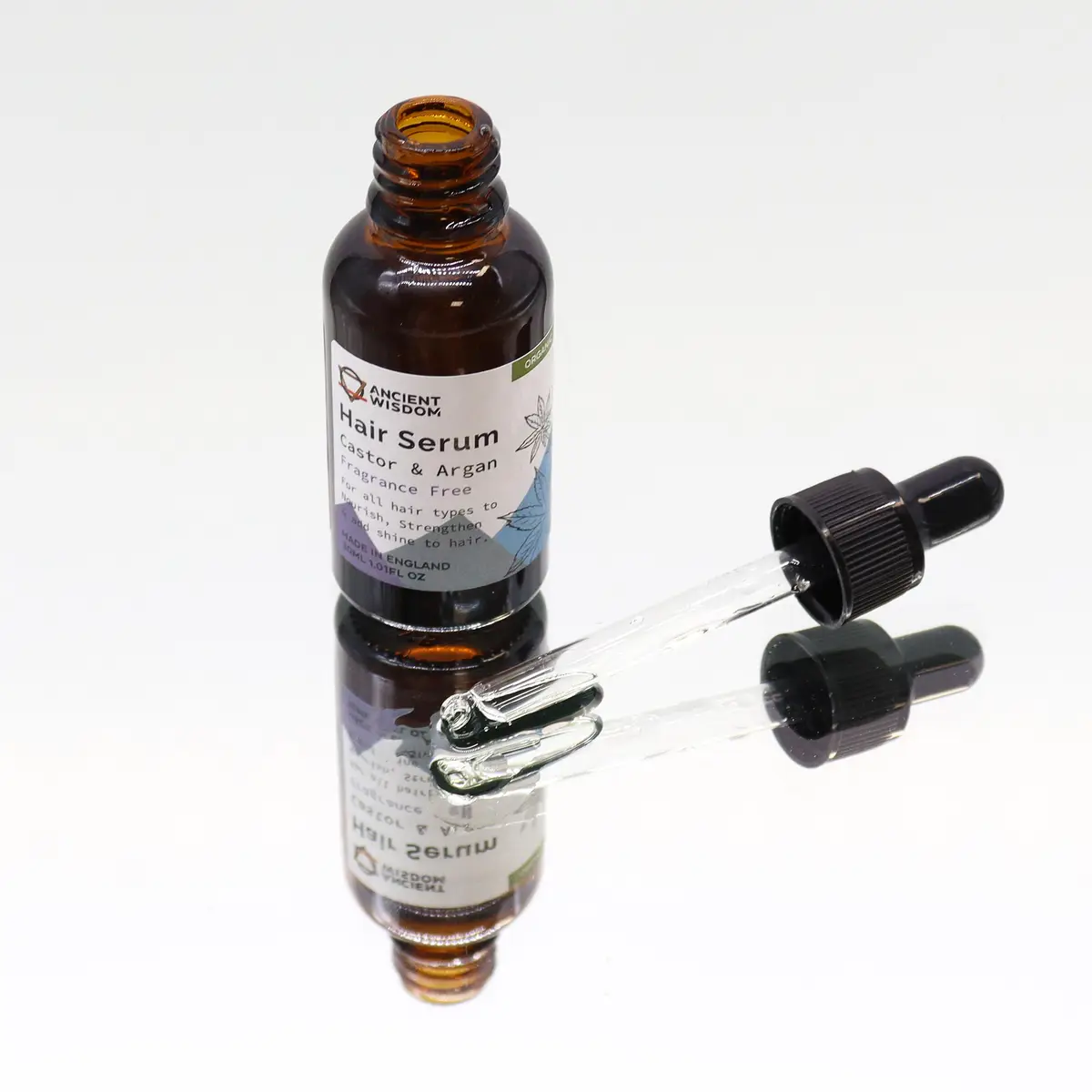 Ekologiskt doftfritt hårserum 30 ml med arganolja och ricinolja - produktbild 2