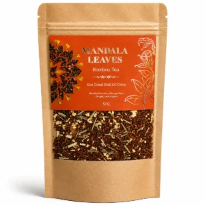 Påse med ekologiskt rooibos-te med apelsin, ingefära och citrongräs
