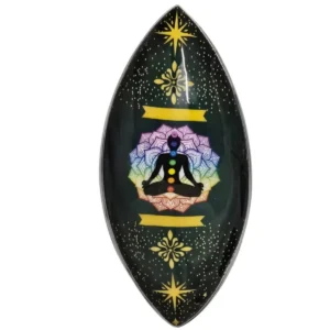 Emaljerad rökelseskål i aluminium med Buddha, lotus och chakrafärger