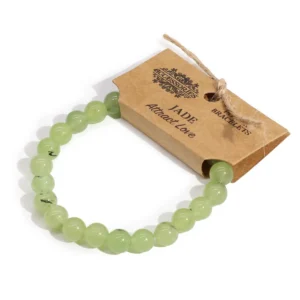 Grönt energiarmband i jade med runda pärlor och elastisk passform