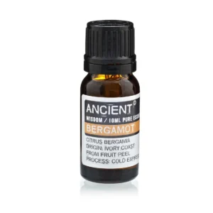 Flaska med eterisk bergamottolja 10 ml med etikett