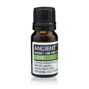 Flaska med eterisk limeolja 10 ml med etikett