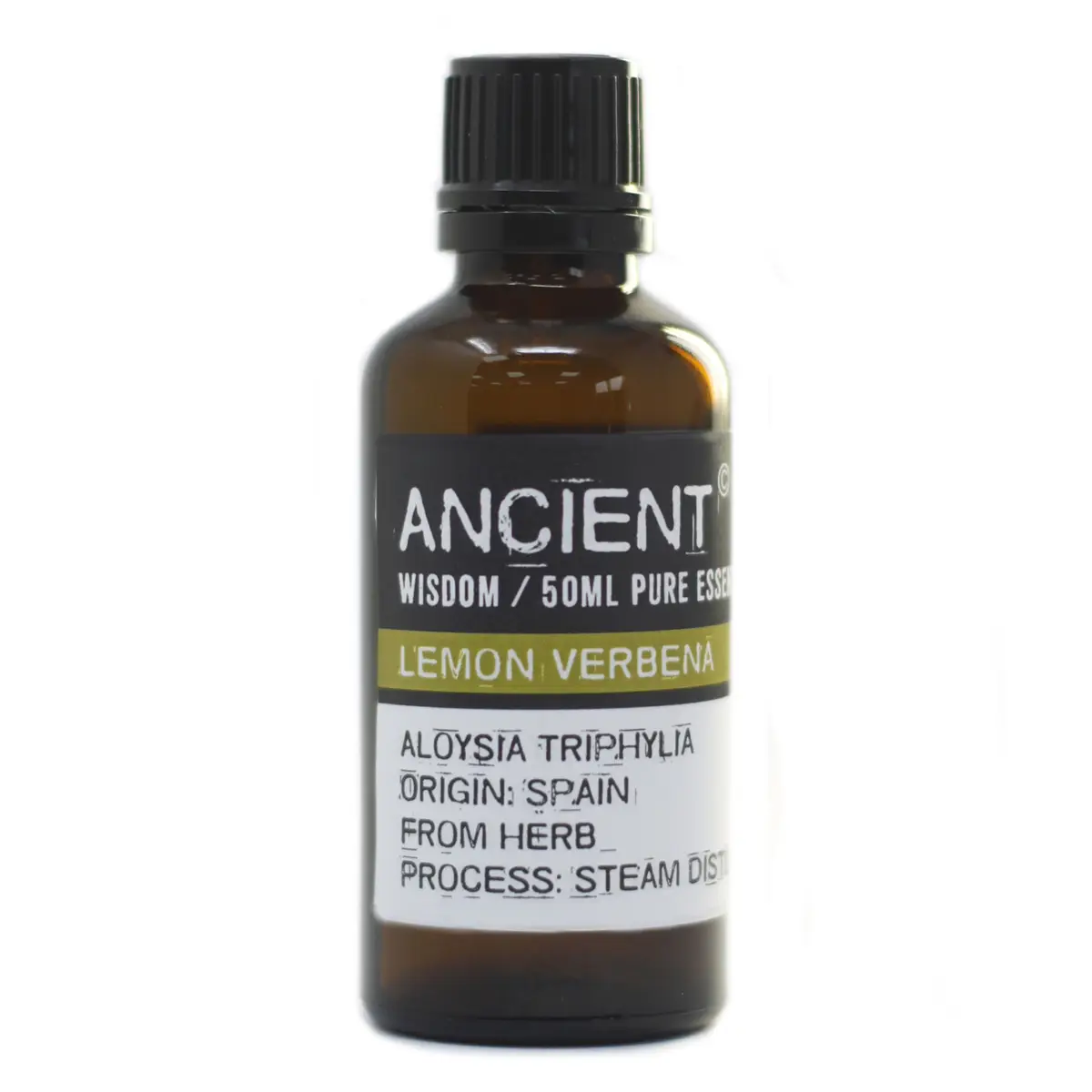 Brun glasflaska med eterisk olja citronverbena 50 ml