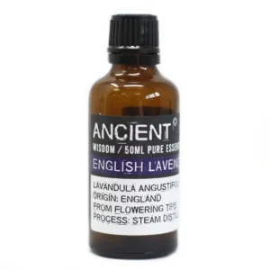 Brun glasflaska med eterisk lavendelolja 50 ml