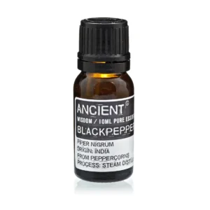 Flaska med eterisk olja svartpeppar 10 ml med etikett