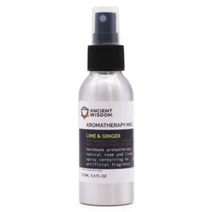 Flaska med aromaterapimist från Ancient Wisdom med lime och ingefära