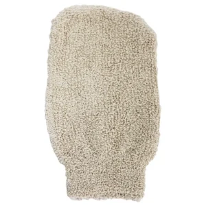Krämfärgad exfolierande handske i jute och bomull