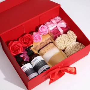 Extra stor platt presentask med band i rött 33x25x12 cm - produktbild 2