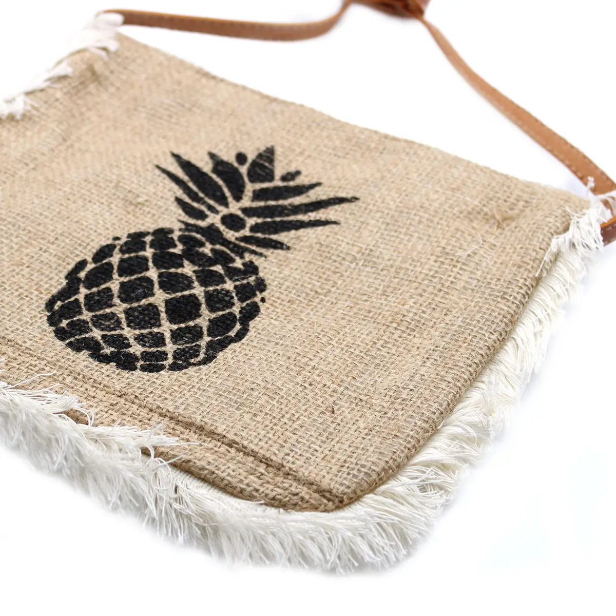 Fab Fringe-väska med ananastryck i jute - produktbild 2