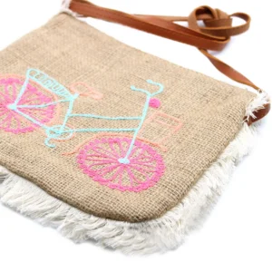Fab Fringe-väska med cykelbroderi i jute - produktbild 3