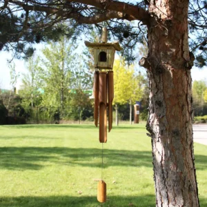 Fågelholk av sjögräs med bambu vindspel 49x15 cm - produktbild 2