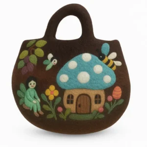 Vattentovad väska med Fairy Garden-motiv i mjuka färger och handtag