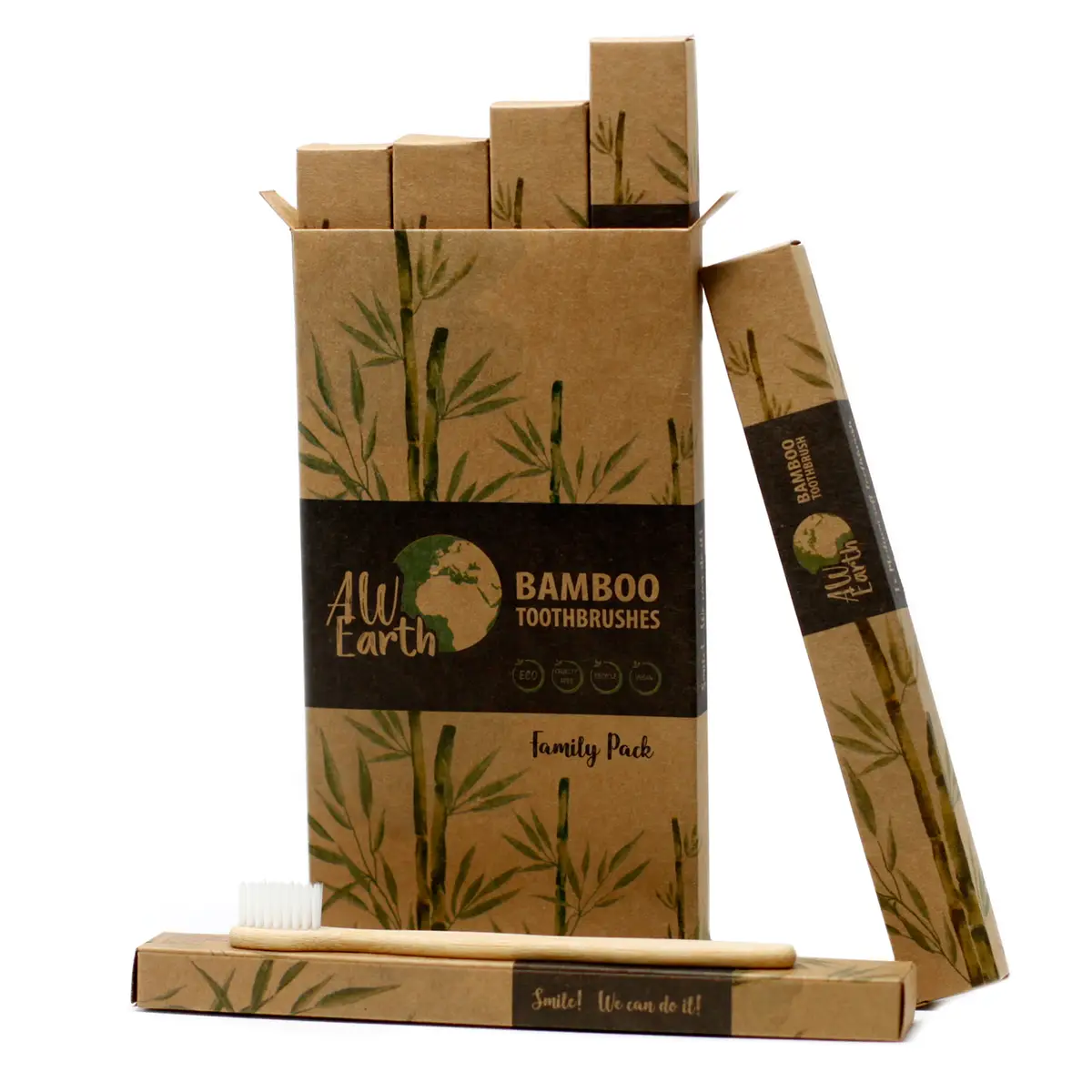 Familjepack bambutandborstar för vuxna och barn - produktbild 7