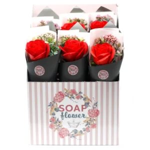 Färdig tvålblomma stor ros i bukett - produktbild 5