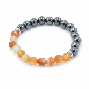 Fasetterat armband med magnetisk karneol och hematit - produktbild 2