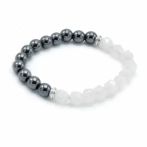 Fasetterat armband med magnetisk rosenkvarts och hematit - produktbild 2